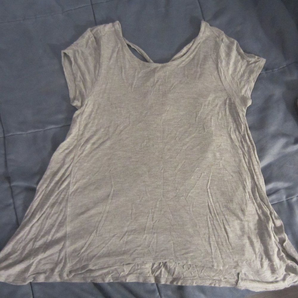 Grey Cross Back Jersey Tee